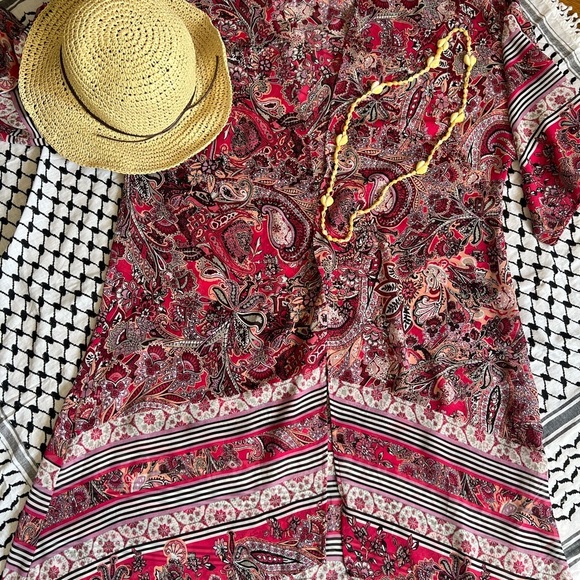 Bohemian Pink and Purple Paisley Swim Coverup - Picture 2 of 12